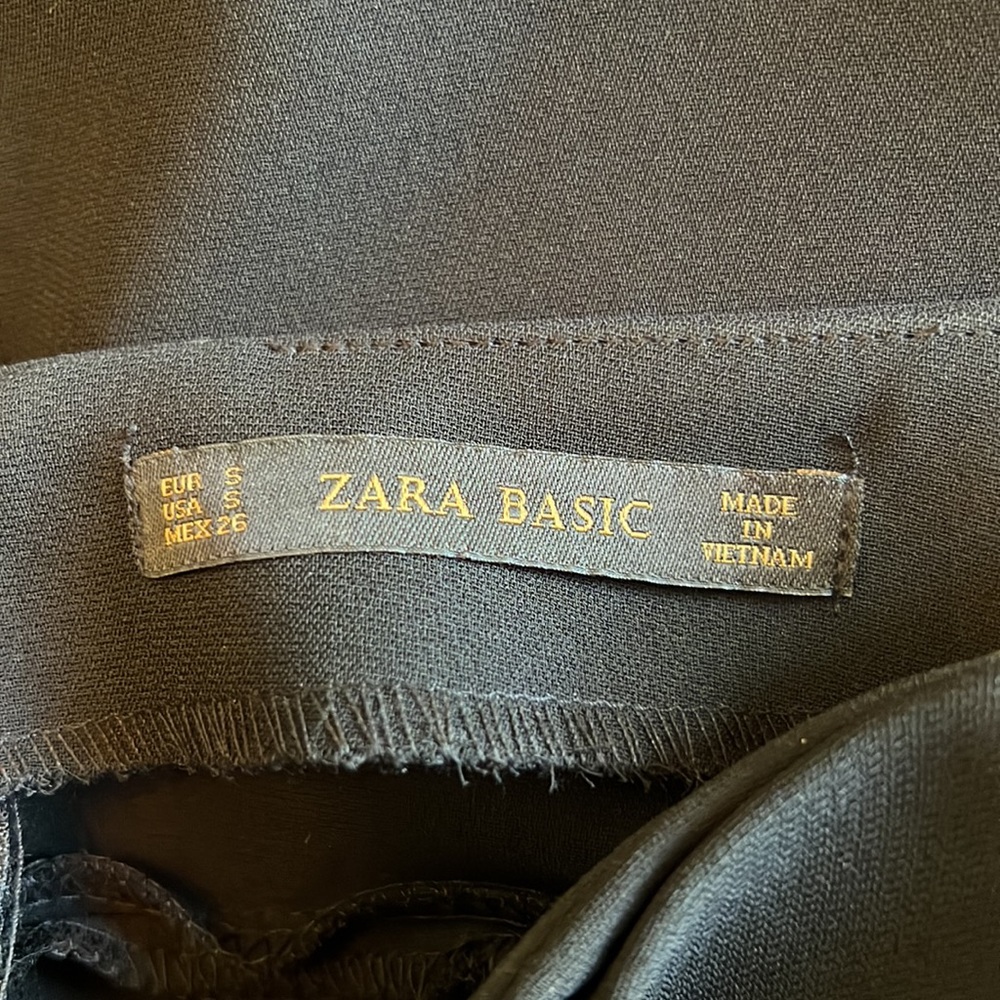 Zara Basic A-Line Front Two Pleats Mini Black Ski… - image 6